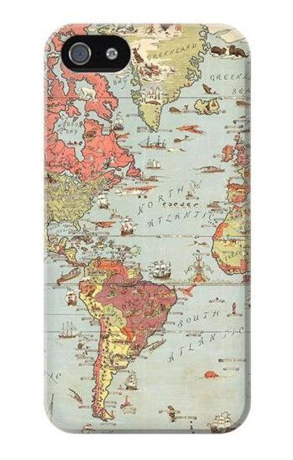 S3418 Vintage World Map Hülle Schutzhülle Taschen für iPhone 5 5S SE