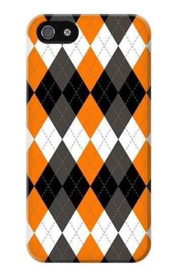 S3421 Black Orange White Argyle Plaid Hülle Schutzhülle Taschen für iPhone 5 5S SE