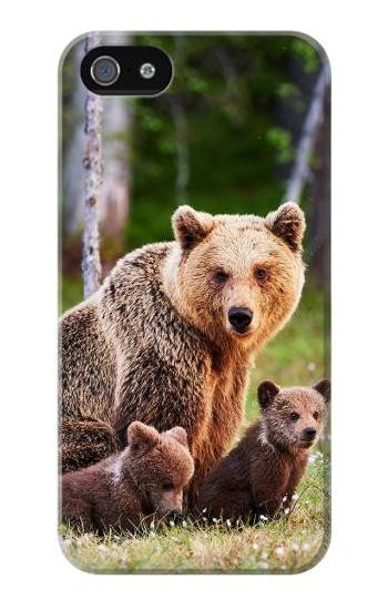 S3558 Bear Family Hülle Schutzhülle Taschen für iPhone 5 5S SE