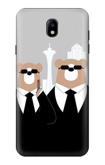 S3557 Bear in Black Suit Hülle Schutzhülle Taschen für Samsung Galaxy J7 (2018), J7 Aero, J7 Top, J7 Aura, J7 Crown, J7 Refine, J7 Eon, J7 V 2nd Gen, J7 Star