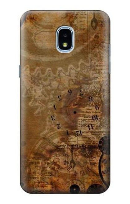 S3456 Vintage Paper Clock Steampunk Hülle Schutzhülle Taschen für Samsung Galaxy J3 (2018), J3 Star, J3 V 3rd Gen, J3 Orbit, J3 Achieve, Express Prime 3, Amp Prime 3