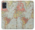 S3418 Vintage World Map Hülle Schutzhülle Taschen für Samsung Galaxy A51