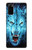 S0752 Blue Fire Grim Wolf Hülle Schutzhülle Taschen für Samsung Galaxy S20