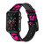 CA0512 Pink Lips Kisses on Black Leather & Silicone Smart Watch Band Strap For Apple Watch iWatch