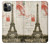S2108 Eiffel Tower Paris Postcard Hülle Schutzhülle Taschen für iPhone 12, iPhone 12 Pro