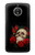 S3753 Dark Gothic Goth Skull Roses Hülle Schutzhülle Taschen für Motorola Moto E4 Plus