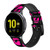 CA0512 Pink Lips Kisses on Black Smart Watch Armband aus Leder und Silikon für Samsung Galaxy Watch, Gear, Active