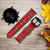 CA0290 Tartan Red Pattern Smart Watch Armband aus Leder und Silikon für Fossil Smartwatch