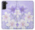 S2361 Purple White Flowers Hülle Schutzhülle Taschen für Samsung Galaxy S21 Plus 5G, Galaxy S21+ 5G