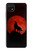 S2955 Wolf Howling Red Moon Hülle Schutzhülle Taschen für Samsung Galaxy A22 5G