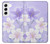 S2361 Purple White Flowers Hülle Schutzhülle Taschen für Samsung Galaxy S22