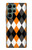 S3421 Black Orange White Argyle Plaid Hülle Schutzhülle Taschen für Samsung Galaxy S22 Ultra