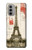 S2108 Eiffel Tower Paris Postcard Hülle Schutzhülle Taschen für Motorola Moto G51 5G