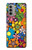 S3281 Colorful Hippie Flowers Pattern Hülle Schutzhülle Taschen für Motorola Moto G51 5G