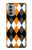 S3421 Black Orange White Argyle Plaid Hülle Schutzhülle Taschen für Motorola Moto G51 5G