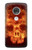 S3881 Fire Skull Hülle Schutzhülle Taschen für Motorola Moto G7, Moto G7 Plus