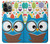 S2521 Cute Nerd Owl Cartoon Hülle Schutzhülle Taschen für iPhone 14 Pro
