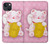 S3025 Pink Maneki Neko Lucky Cat Hülle Schutzhülle Taschen für iPhone 14 Plus