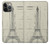 S3474 Eiffel Architectural Drawing Hülle Schutzhülle Taschen für iPhone 14 Pro Max