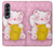 S3025 Pink Maneki Neko Lucky Cat Hülle Schutzhülle Taschen für Samsung Galaxy Z Fold 4