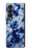 S3439 Fabric Indigo Tie Dye Hülle Schutzhülle Taschen für Samsung Galaxy Z Fold 4