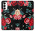 S3112 Rose Floral Pattern Black Hülle Schutzhülle Taschen für Samsung Galaxy S23