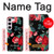 S3112 Rose Floral Pattern Black Hülle Schutzhülle Taschen für Samsung Galaxy S23