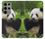 S1073 Panda Enjoy Eating Hülle Schutzhülle Taschen für Samsung Galaxy S23 Ultra