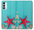 S3428 Aqua Wood Starfish Shell Hülle Schutzhülle Taschen für Samsung Galaxy A14 5G