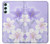 S2361 Purple White Flowers Hülle Schutzhülle Taschen für Samsung Galaxy A34 5G