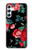 S3112 Rose Floral Pattern Black Hülle Schutzhülle Taschen für Samsung Galaxy A34 5G