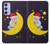 S2849 Cute Sleepy Owl Moon Night Hülle Schutzhülle Taschen für Samsung Galaxy A54 5G