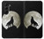 S1981 Wolf Howling at The Moon Hülle Schutzhülle Taschen für Samsung Galaxy Z Fold 5