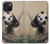 S2210 Panda Fluffy Art Painting Hülle Schutzhülle Taschen für iPhone 15