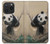 S2210 Panda Fluffy Art Painting Hülle Schutzhülle Taschen für iPhone 15 Pro