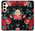 S3112 Rose Floral Pattern Black Hülle Schutzhülle Taschen für Samsung Galaxy S24