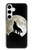 S1981 Wolf Howling at The Moon Hülle Schutzhülle Taschen für Samsung Galaxy S24 Plus