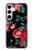 S3112 Rose Floral Pattern Black Hülle Schutzhülle Taschen für Samsung Galaxy S24 Plus