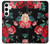 S3112 Rose Floral Pattern Black Hülle Schutzhülle Taschen für Samsung Galaxy S24 Plus