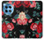 S3112 Rose Floral Pattern Black Hülle Schutzhülle Taschen für OnePlus 12R