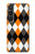 S3421 Black Orange White Argyle Plaid Hülle Schutzhülle Taschen für Sony Xperia 1 VI