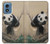 S2210 Panda Fluffy Art Painting Hülle Schutzhülle Taschen für Motorola Moto G Play 4G (2024)