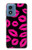 S2933 Pink Lips Kisses on Black Hülle Schutzhülle Taschen für Motorola Moto G Play 4G (2024)
