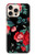 S3112 Rose Floral Pattern Black Hülle Schutzhülle Taschen für iPhone 16 pro max