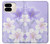 S2361 Purple White Flowers Hülle Schutzhülle Taschen für Google Pixel 9 Pro Fold