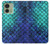 S3047 Green Mermaid Fish Scale Hülle Schutzhülle Taschen für Motorola Edge (2023), Edge 40