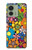 S3281 Colorful Hippie Flowers Pattern Hülle Schutzhülle Taschen für Motorola Edge (2023), Edge 40