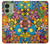 S3281 Colorful Hippie Flowers Pattern Hülle Schutzhülle Taschen für Motorola Edge (2023), Edge 40