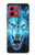 S0752 Blue Fire Grim Wolf Hülle Schutzhülle Taschen für Motorola Moto G84