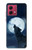S3693 Grim White Wolf Full Moon Hülle Schutzhülle Taschen für Motorola Moto G84